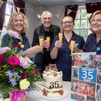 Cartref Bryn yr Eglwys staff celebrating 35 years